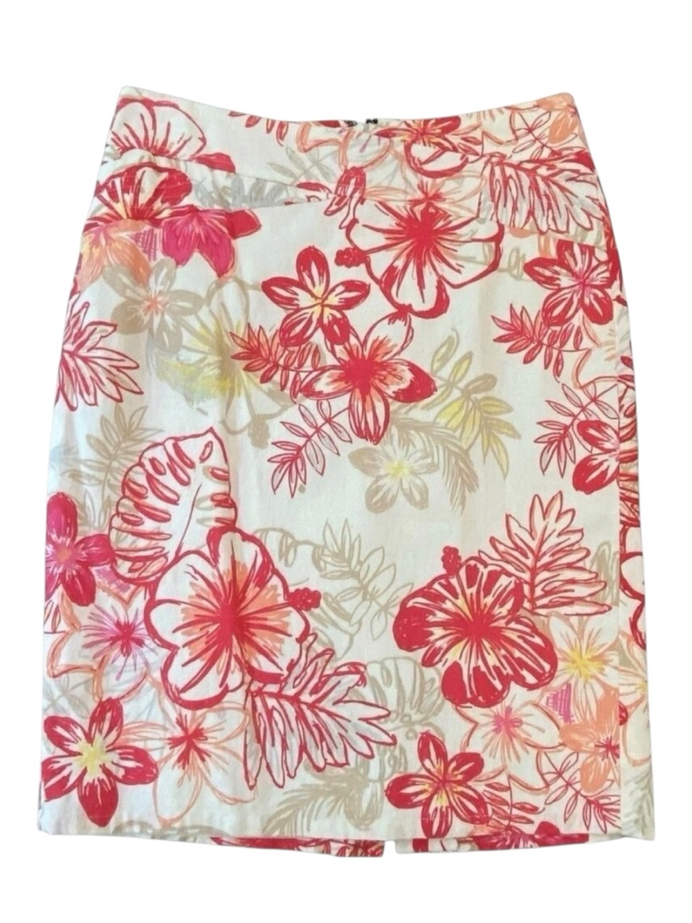 Versona Accessoires pencil skirt linen blend floral ecru flattering waist small